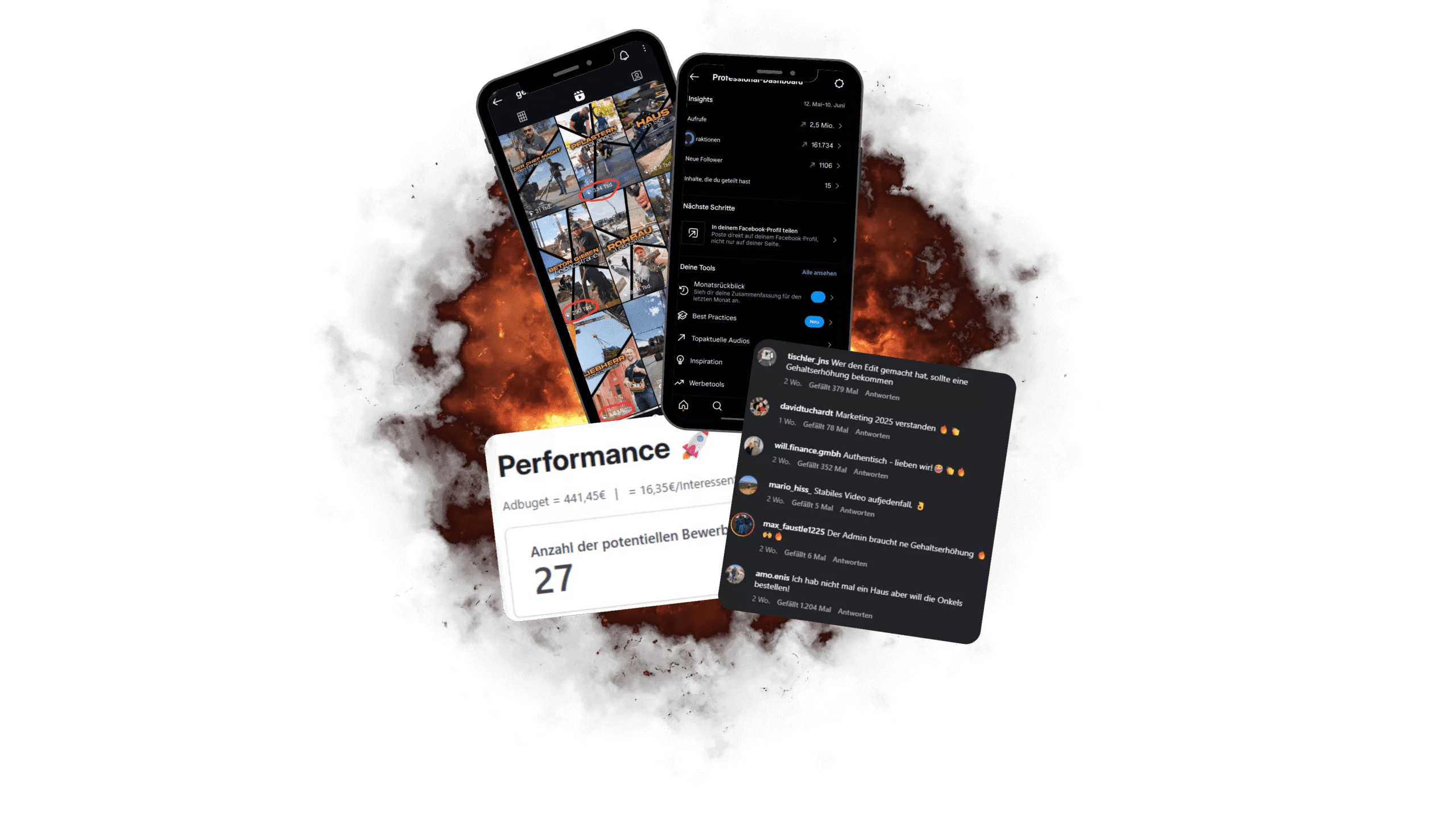Social Media Performance und Engagement Screenshots